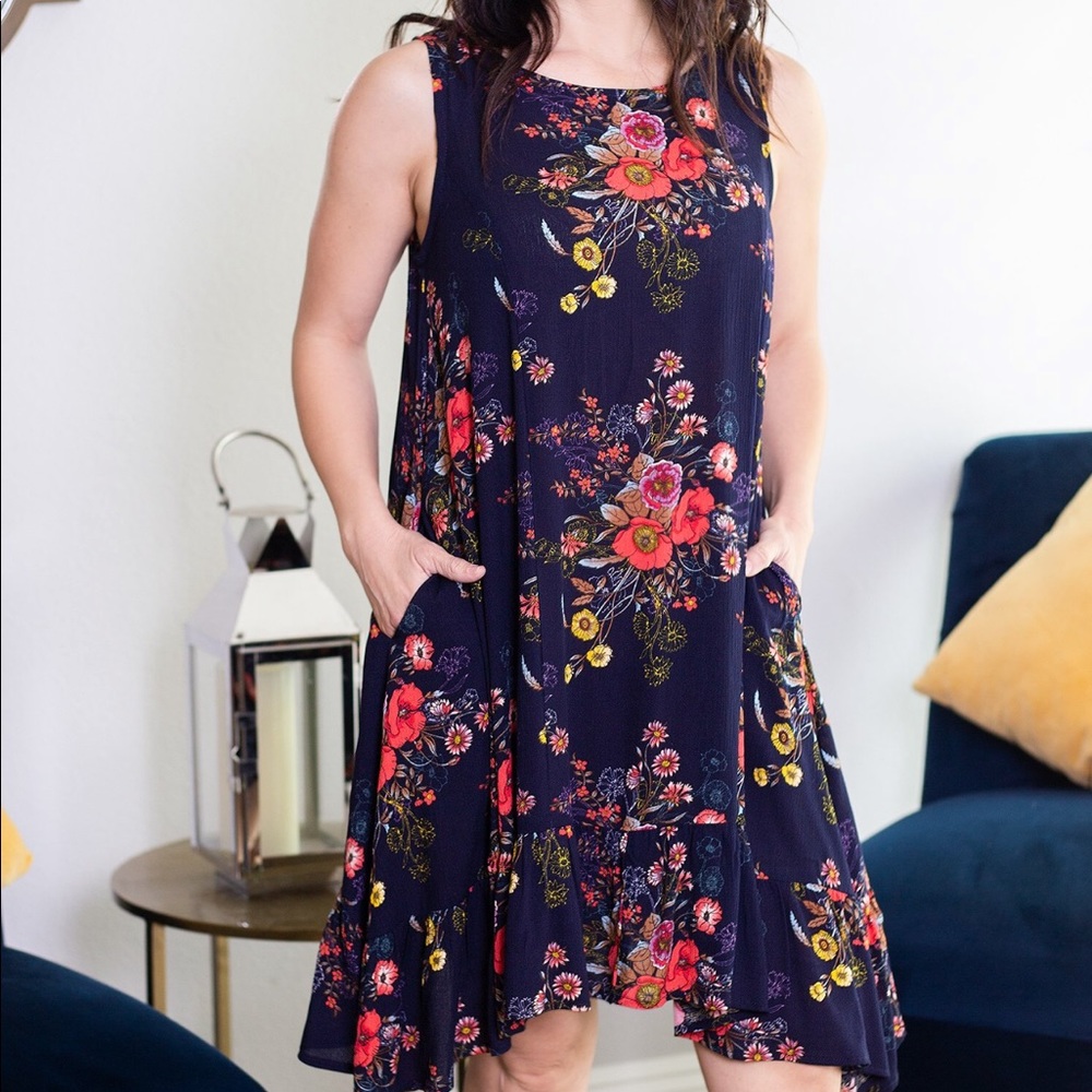 Slip dress with flounce